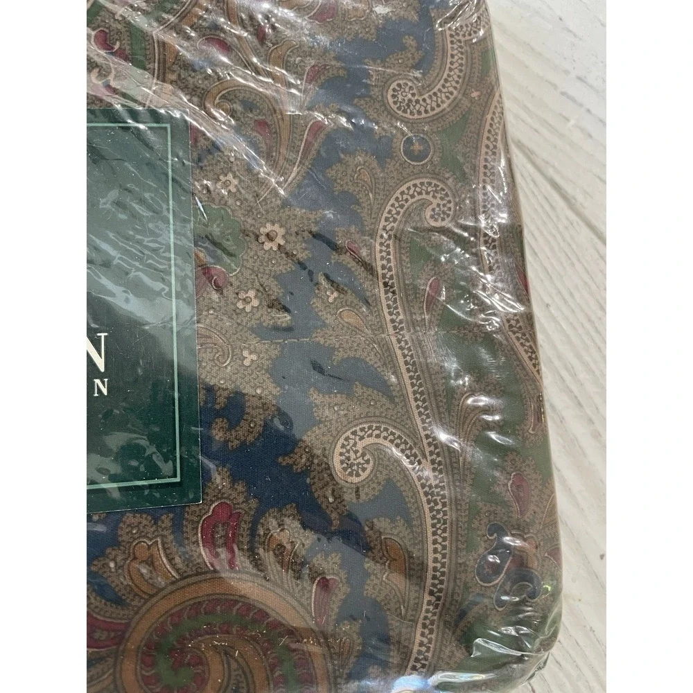 New Vtg Ralph Lauren Brianna Paisley‎ Blue Green TWIN Flat Sheet NIP